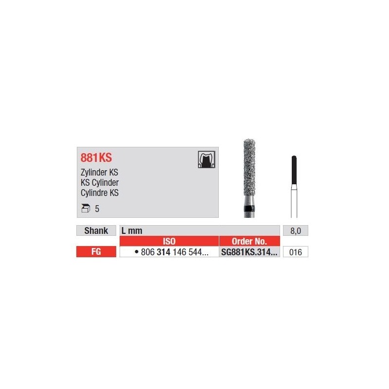 Freze Diamant KS Cylinder FG SG881KS - 5 buc. 