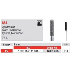 Freze Diamant Cilindru cu Varf Rotunjit FG 881 - 5 buc. 