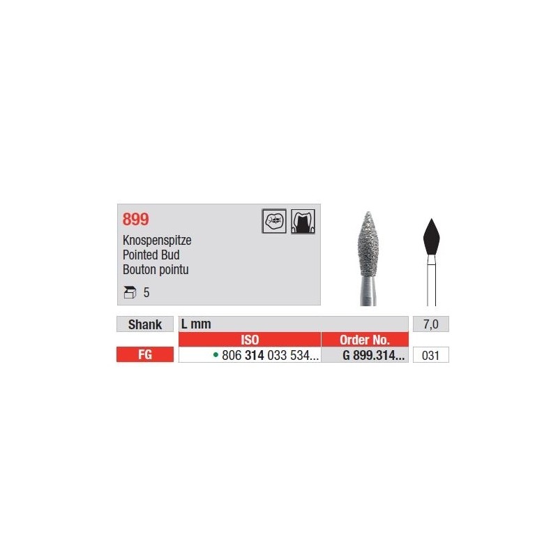 Freze Diamant Pointed Bud FG 899 - 5 buc.