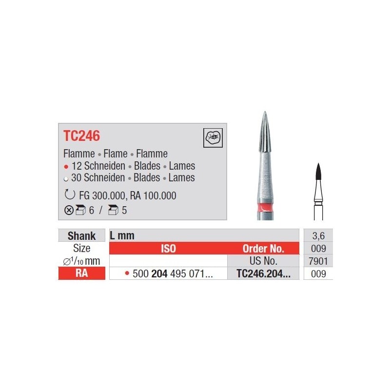 Freze TC Finishing instruments Flame TC24 6 204 009