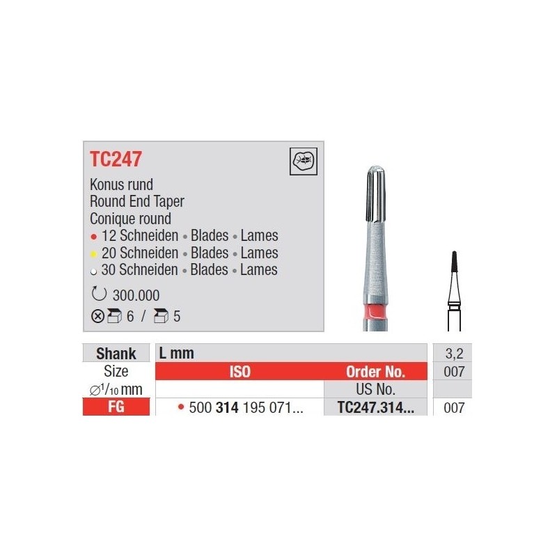 Freze TC Finishing instruments  TC24 7 314 007
