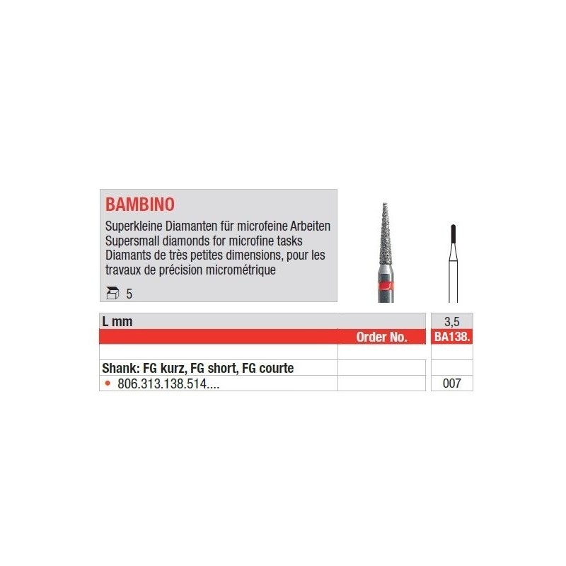 Freze Diamant BAMBINO FG Short - 5 buc. 