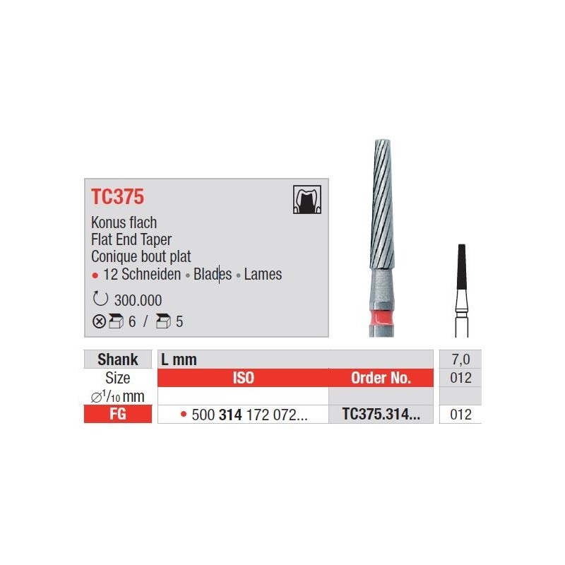 Freze TC Finishing instruments  TC37 5 314 012