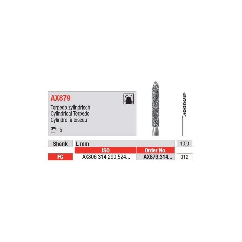 Freze Diamant Grinder Rapid Duo Cylinder Torpedo FG AX879 - 5 buc. 