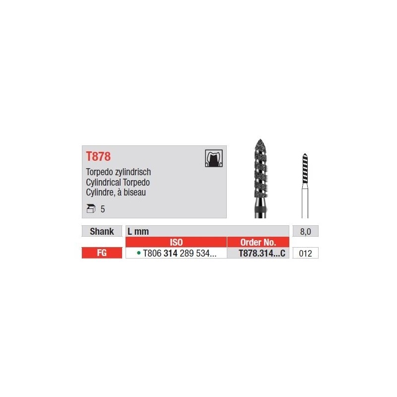 Freze Turbo Diamant Cylindrical Torpedo FG T878 - 5 buc. 