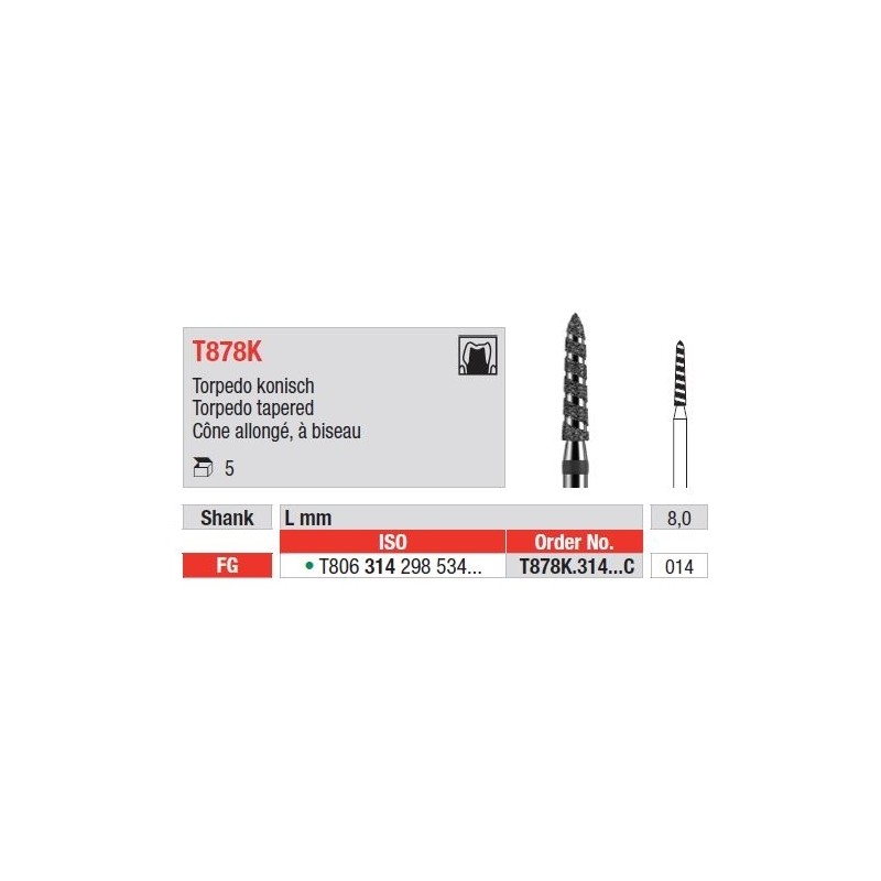 Freze Turbo Diamant Torpedo Tapered FG T878K  - 5 buc.