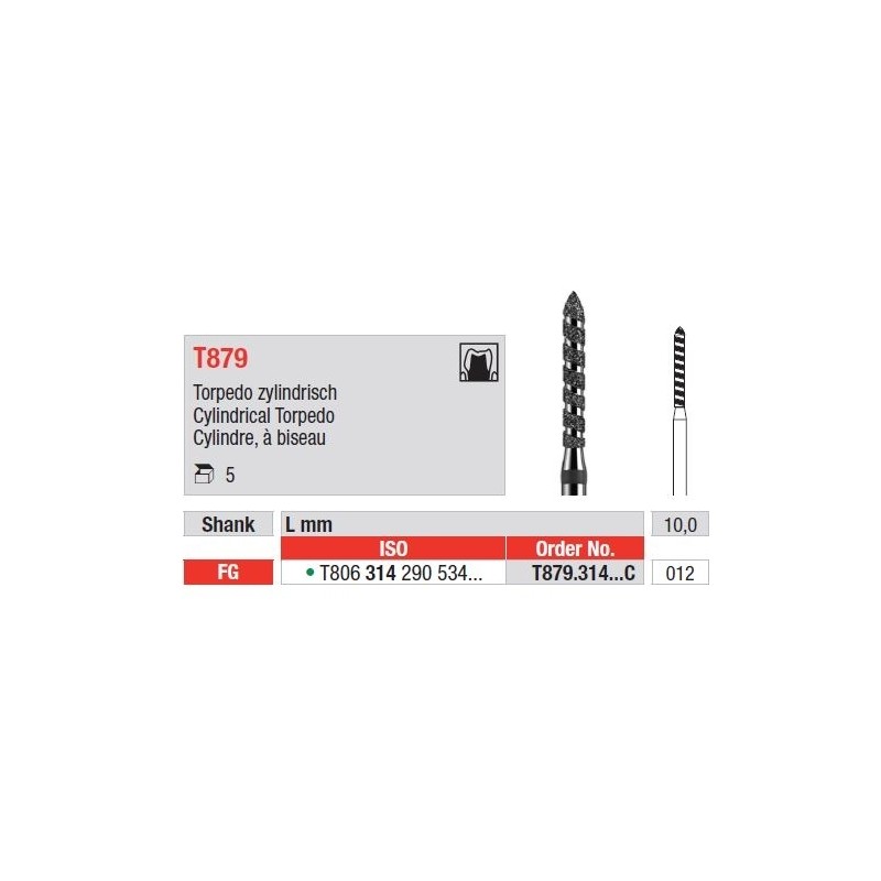 Freze Turbo Diamant Cylindrical Torpedo FG T879 - 5 buc. 