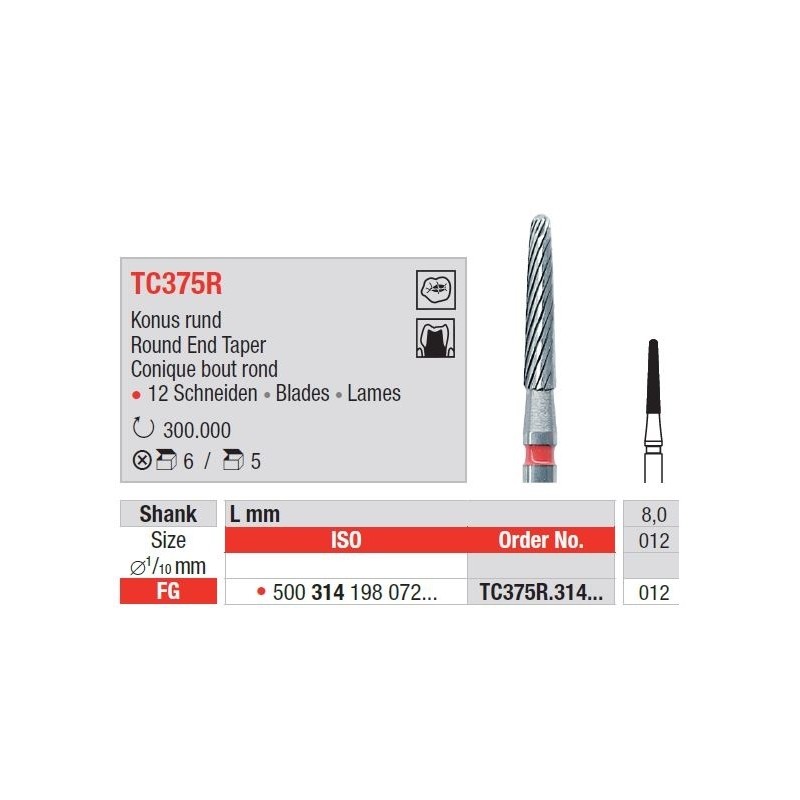 Freze TC Finishing instruments  TC37 5R 314 012