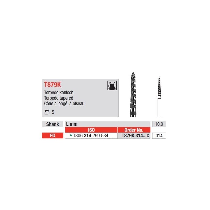 Freze Turbo Diamant Torpedo Tapered FG T879K - 5 buc. 