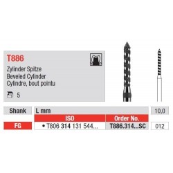 Freze Turbo Diamant Cilindru cu Varf Ascutit FG T886 - 5 buc. 