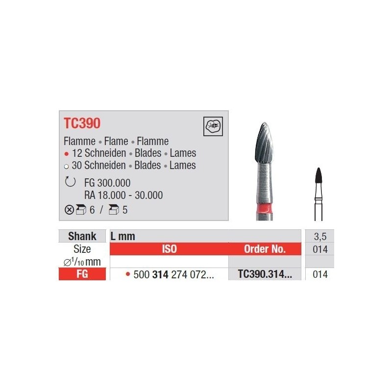 Freze TC Finishing instruments Flame TC39 0 314 014
