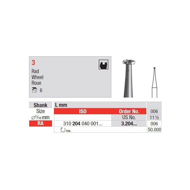 Freze Steel bur  3.2 4 006