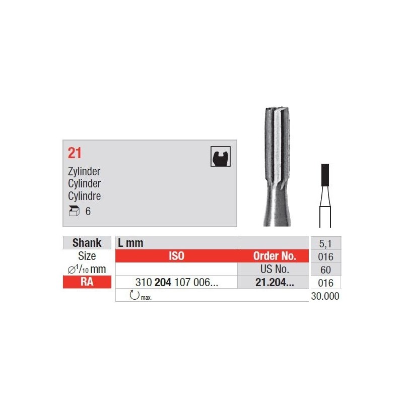 Freze Steel bur  21.2 4 008