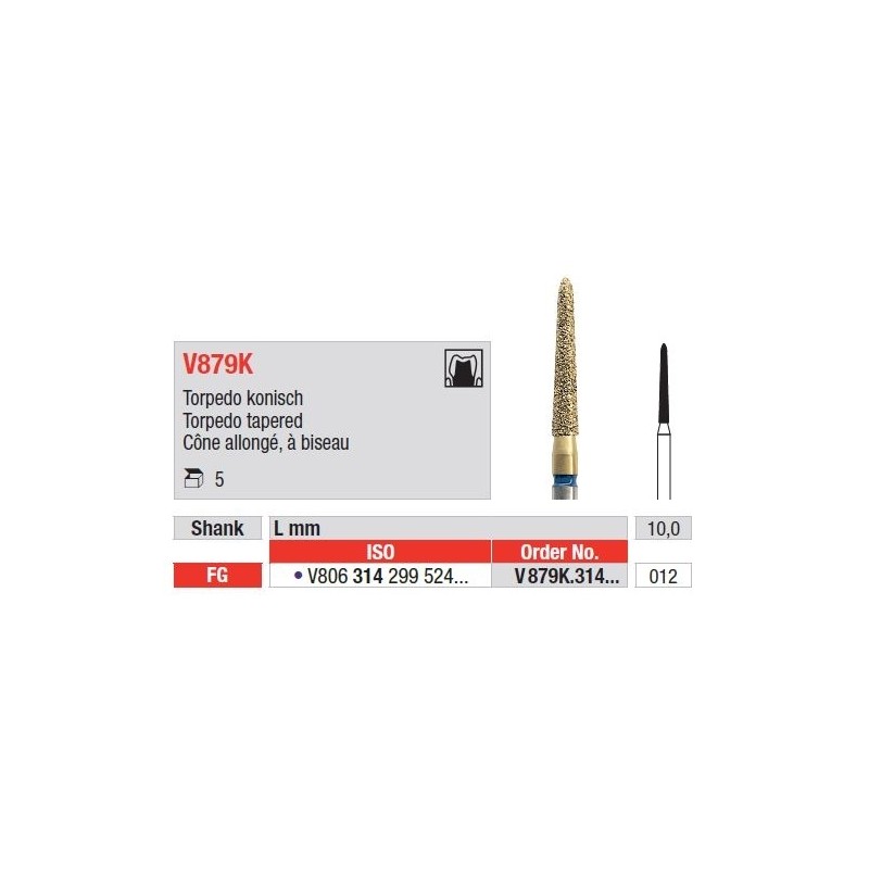 Freze DiaCut MLT Torpedo Tapered FG V879K - 5 buc. 