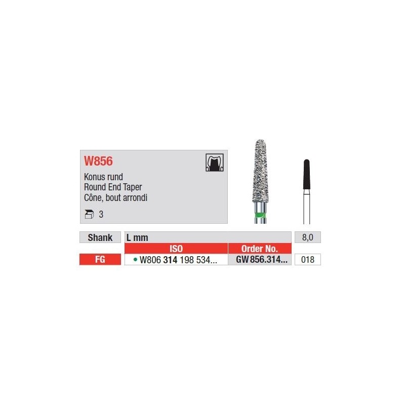 Freze WhiteTiger LLD Con cu Varf Rotunjit FG W856 - 3 buc.