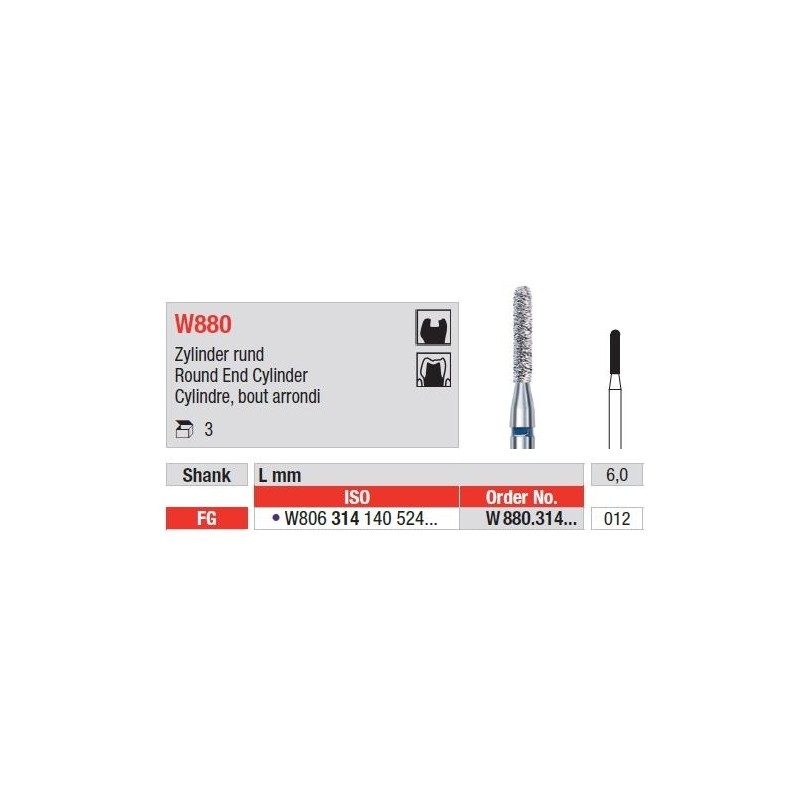 Freze WhiteTiger LLD Cilindru cu Varf Rotunjit FG W880 - 3 buc. 