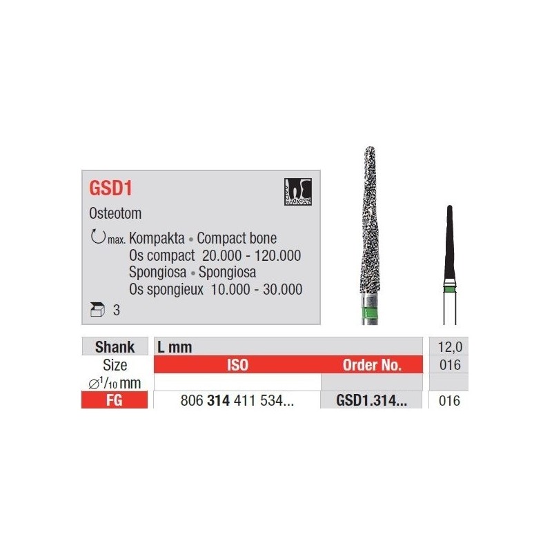 Freze Osteotom FG  GSD1  314 016