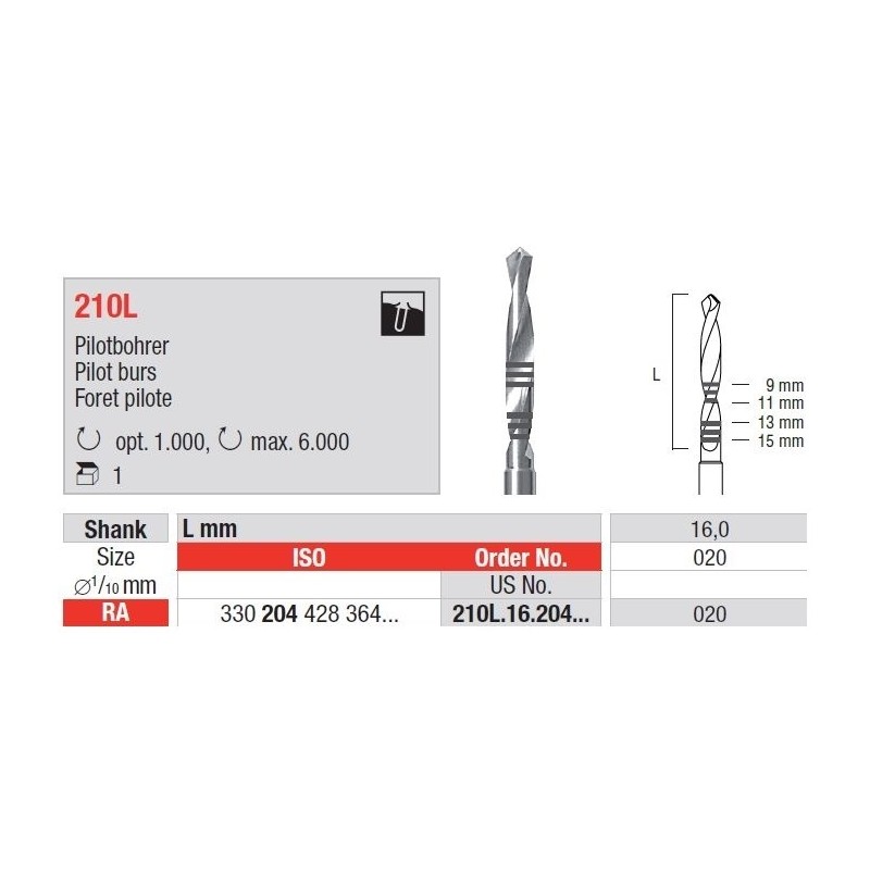 Freze Pilot burs RA  210L  16 204 020