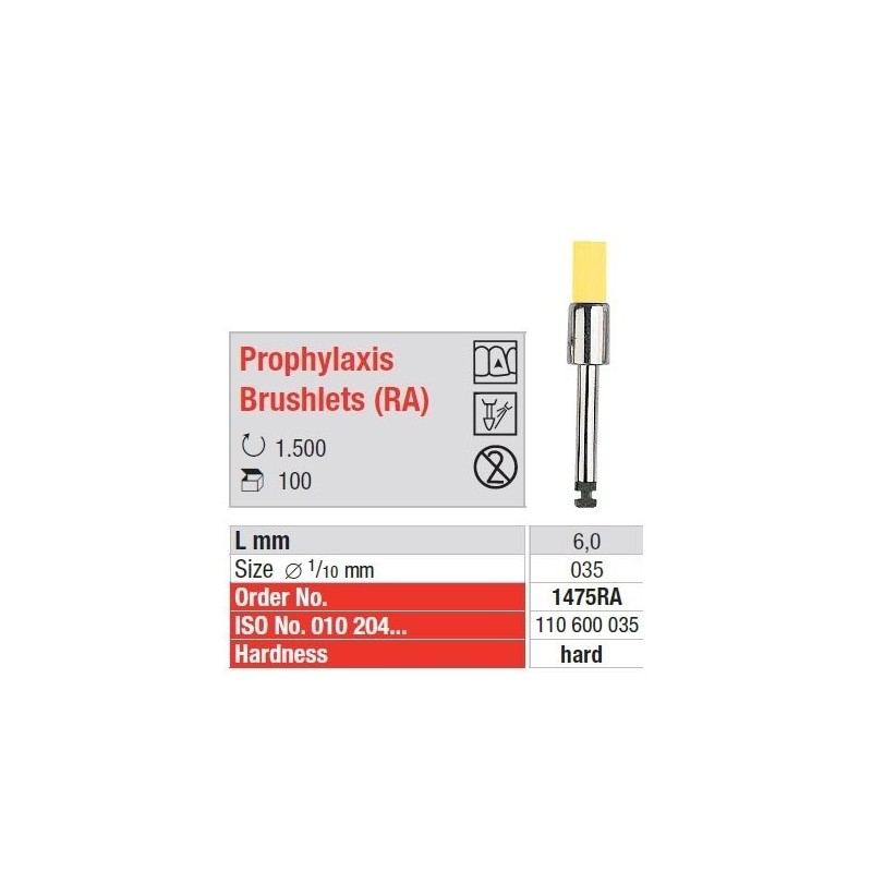 Freze Prophylaxis brushlets RA yellow 1475 RA-100