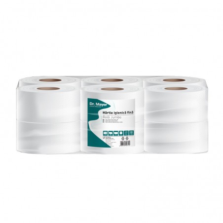 Hartie igienica fina, rola Jumbo, 2 straturi, 12 role, Dr. Mayer