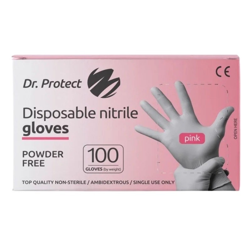 Manusi examinare nitril nepudrate roz marimea XS Dr. Protect