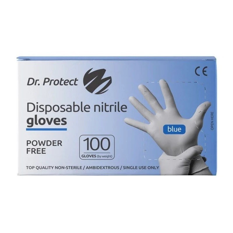 Manusi examinare nitril nepudrate albastre marimea L Dr. Protect