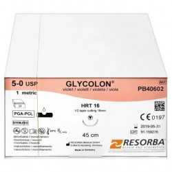 PGA Glycolon 4/0 DS18 varrócérna 18 mm-es tűvel, ⅜ háromszög alakúsectionResorba