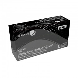 Fekete, pormentes nitril vizsgáló kesztyű, méretSDr.Protect