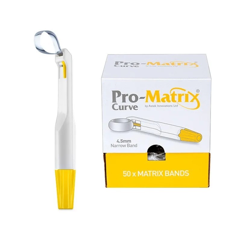 Matrice ingusta curbata galbena premolar 4.5mm Pro-Matrix 20 bucati