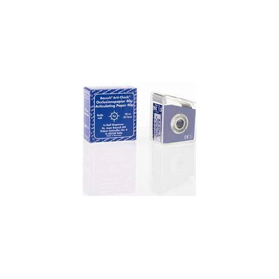 Artikulációs  papir 40µ BK 15 kék tek.adagolóval 10mx22mm Bausch