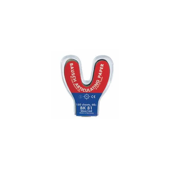Artikulációs papir 40µ BK 80 kék/piros patkó alakú 150 ív Bausch