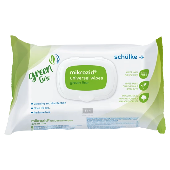 Mikrozid universal wipes green line ablakos 18x20cm 114db/csomag