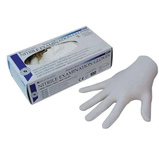 Kesztyű Nitril púderm. XS fehér 100db HS