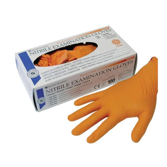 Kesztyű Nitril púderm. L orange 100db HS