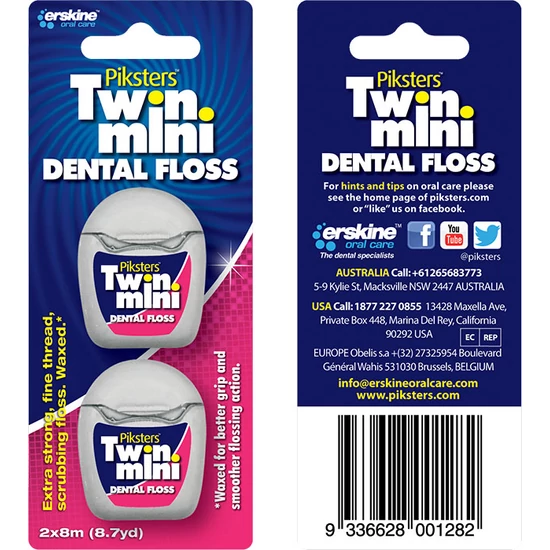 Piksters fogselyem viaszos Dental Floss Twin Mini White (2 x 8m)