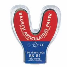 Artikulációs papir 40µ BK 80 kék/piros patkó alakú 150 ív Bausch