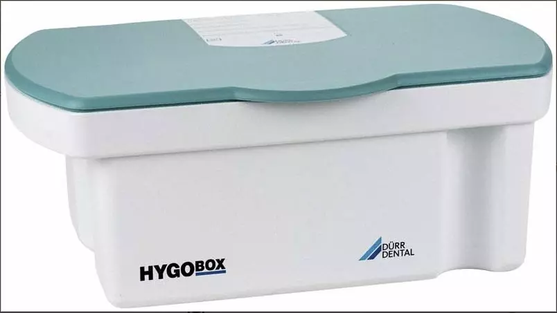 Fertőtlenítő kád Hygobox fedél türkiz - belső szűrő fehér 13x32,5x21cm 3l Dürr