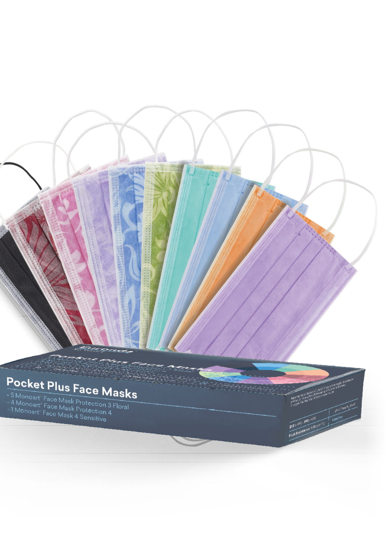 Arcmaszk Monoart pocket plus vegyes színekben (5db floral+5db Protection 3) 10db