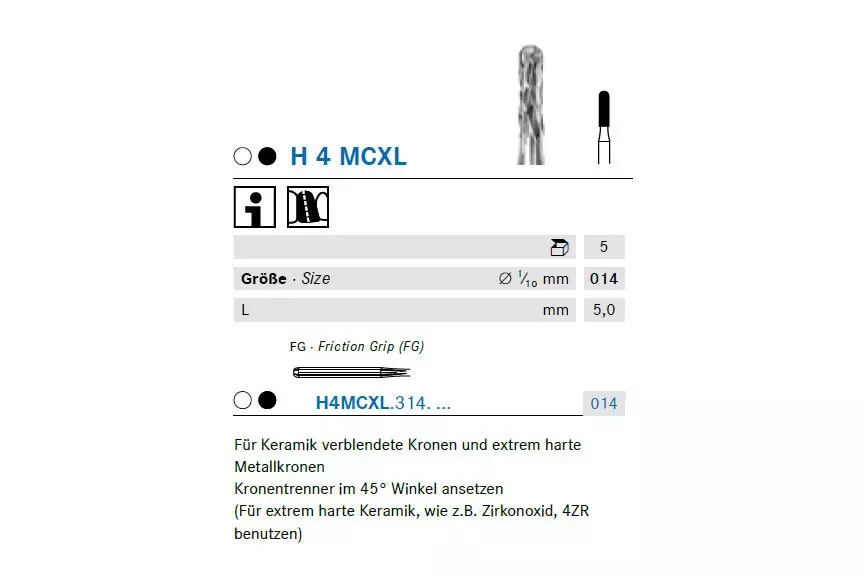 Koronafelvágó carbid H4MCXL 014 5db Komet