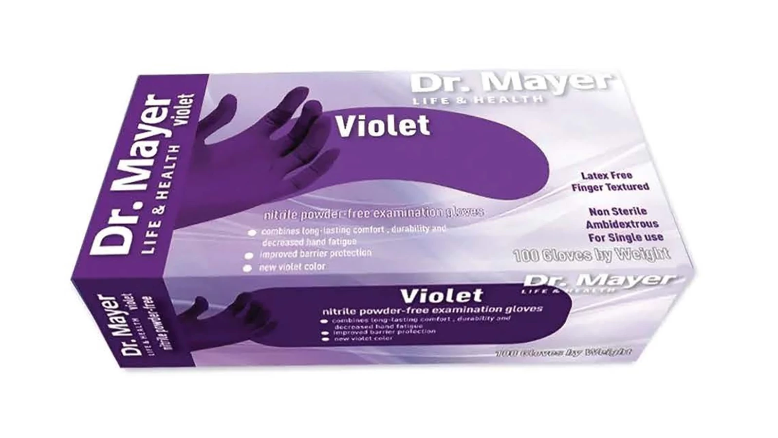 Kesztyű dr. Mayer nitril púdermentes lila M 100db