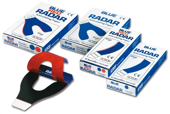 Artikulációs papir patkó Radar piros-kék 65my Nordin