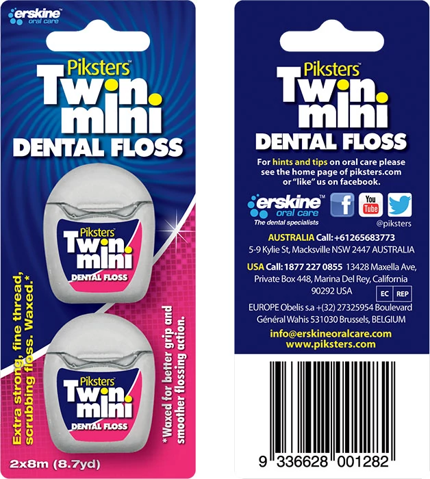 Piksters fogselyem viaszos Dental Floss Twin Mini White (2 x 8m)